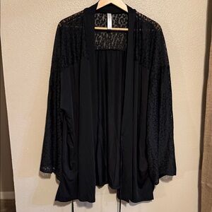 Cacique Black Sheer Intimates Robe Animal Print